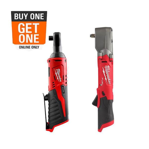 M12 12V Lithium-Ion Cordless 3/8 in. Ratchet and 3/8 in. Right Angle Impact Wrench