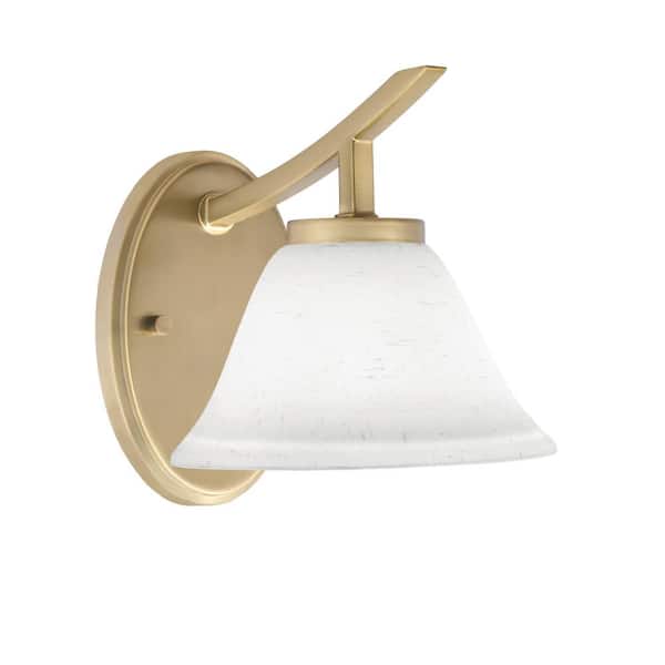 Unbranded Siena 1-Light New Age Brass Uplight Wall Sconce with White Muslin Glass Shades