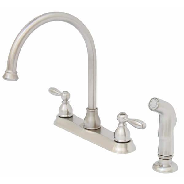 Premier Muir 2-Handle High Arc Kitchen Faucet with Sprayer in Brushed Nickel