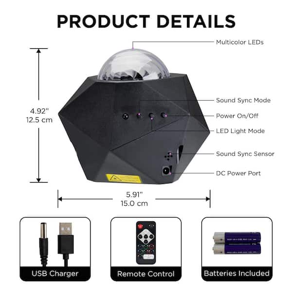 Multi-Color Sound Reactive USB Powered Galaxy Wave Projector Laser