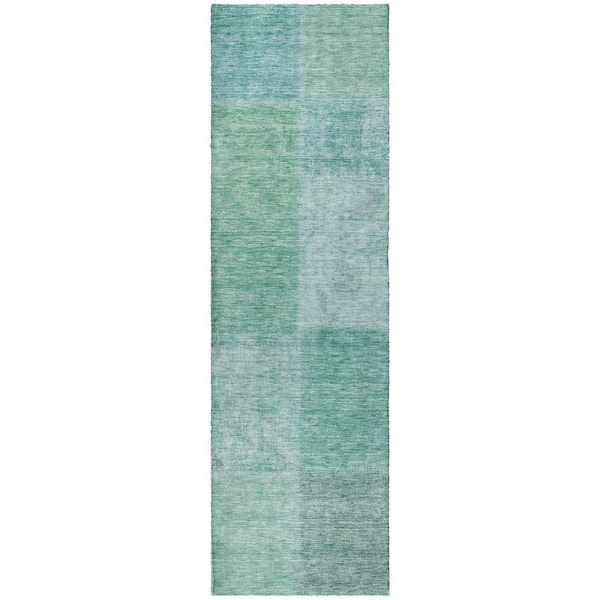 Dream Shag Premium Machine Washable Abstract ADS664 Teal 2 ft. x 7 ft. Runner Rug