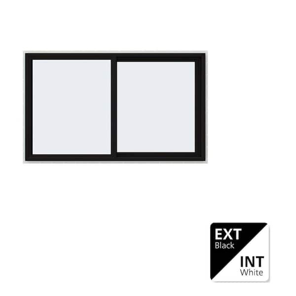 60 in. x 36 in. V-4500 Series Black Exterior/White Interior FiniShield Vinyl Right-Handed Sliding Window w/ Mesh Screen