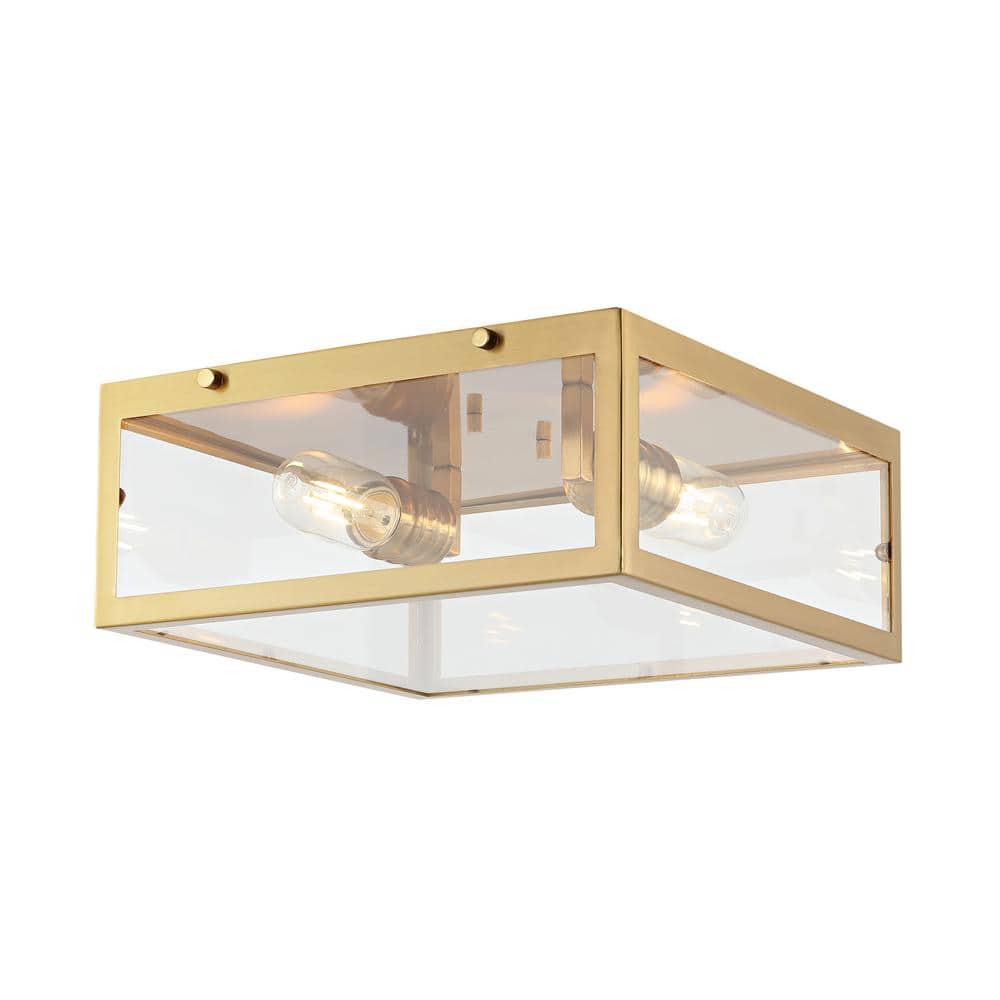 Grayson 12" Brass Gold Glass LED Flush Mount Light
