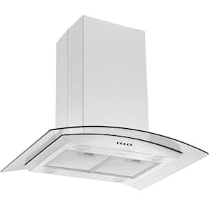 30 in. 440 CFM Convertible Island Mount Glass Canopy Range Hood with LED Lights in Stainless Steel
