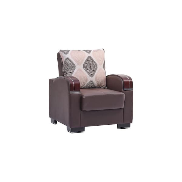 Ottomanson Goliath Collection Brown Convertible Armchair with Storage