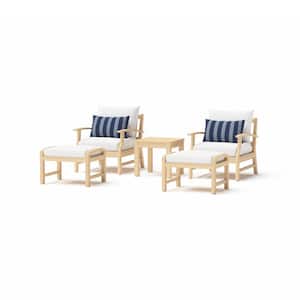Kooper 5-Piece Wood Patio Club Chair and Ottoman Set with Sunbrella Centered Ink Cushions