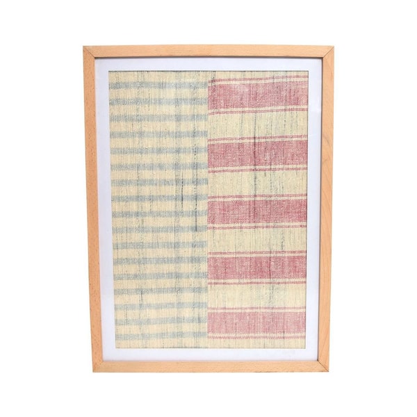 Storied Home 27 in. x 0.75 in. Multi-Colored Handwoven Cotton with Wood Frame and Plastic Cover Handmade Paper Art
