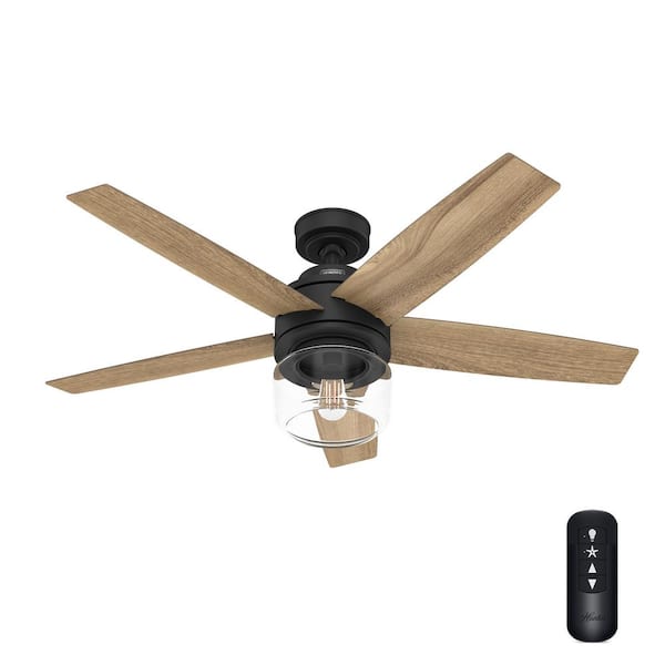 Hunter Margo 52 in. Indoor Matte Black Ceiling Fan with Light Kit and Remote Included