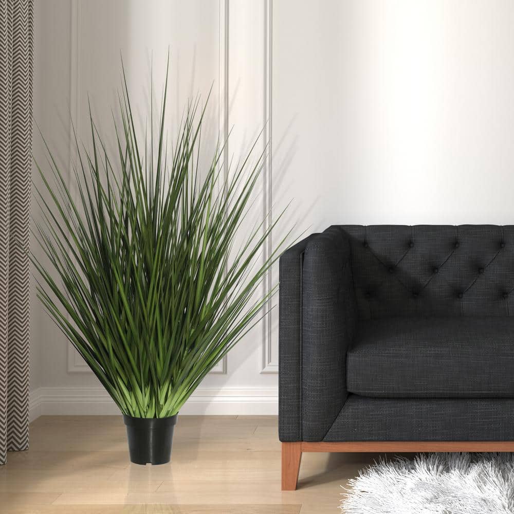 60" Tall Green Faux Grass in Black Plastic Pot