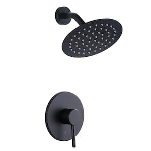 Round 2-Spray Patterns with 1.6 GPM 8 in. Wall Mount Rain Fixed Shower Head in Matte Black