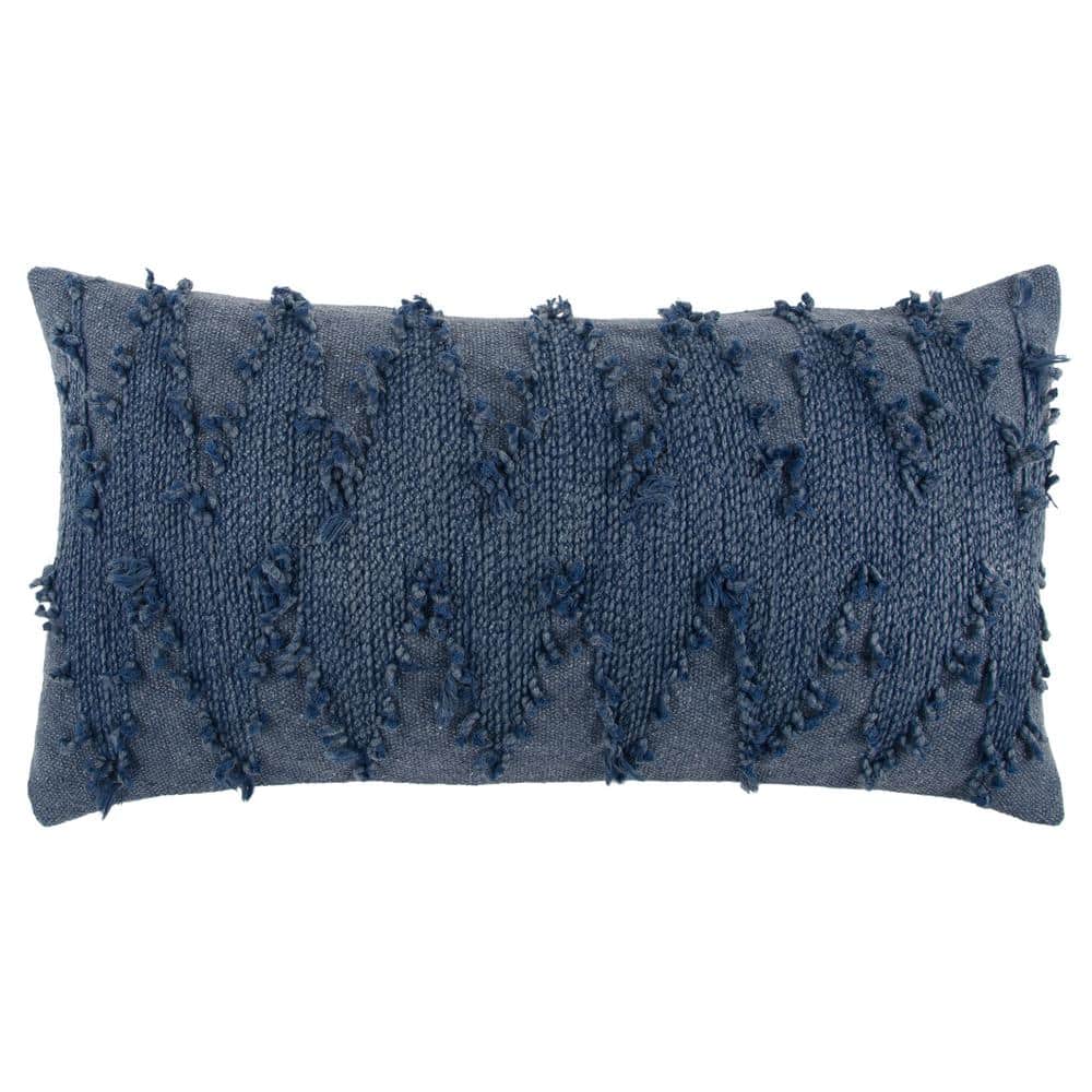 Blue Geometric Chevron Applied Cotton Cording Cotton Poly Filled 14 in. x 2