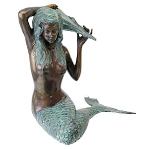 21.5 in. H Medium Mermaid of the Isle of Capri Bronze Piped Spitter Statue