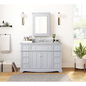 Fremont 49 in. W x 22 in. D x 34 in. H Vanity in Grey with Grey Granite Top and White Sink