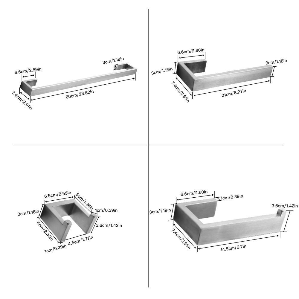 Brushed Nickel Wall Mounted 4-Piece Towel Rack Set