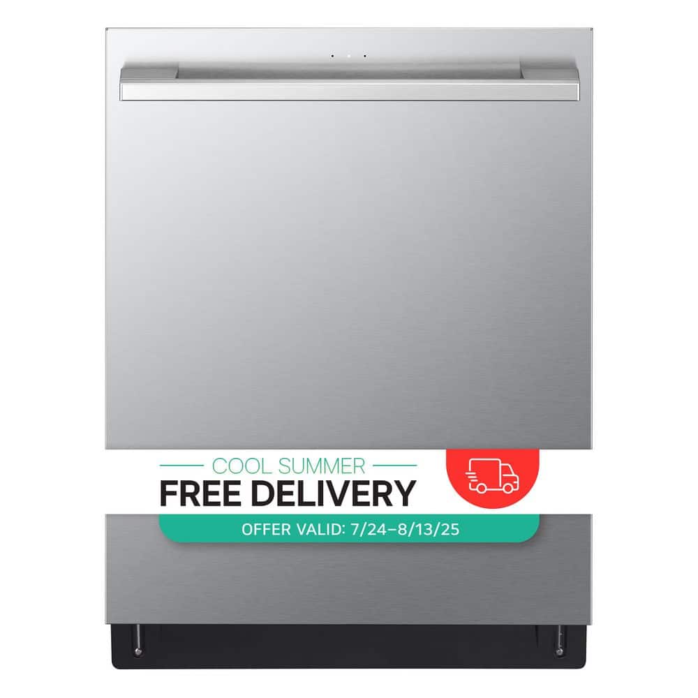 LG STUDIO SMART 24 in. Top Control Dishwasher with 1-Hour Wash and Dry, QuadWash Pro and TrueSteam - Stainless Steel