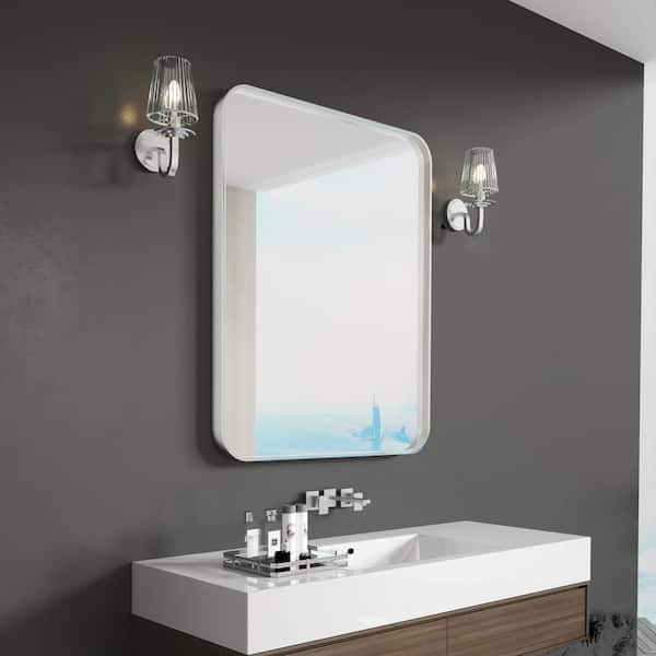 waterpar 32 in. W x 24 in. H Rectangular Aluminum Framed Wall Bathroom Vanity Mirror in Silver