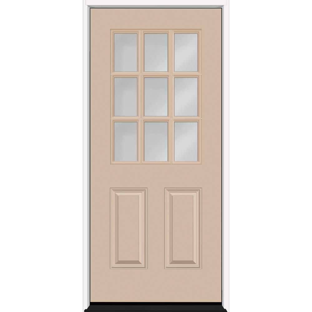 Reliant 36 in. x 80 in. 2P HalfLite 9L SDL Clear Glass LHIS Sandstone Finish Fiberglass Prehung Front Door w/4-9/16 Jamb price history on PriceWatchPro