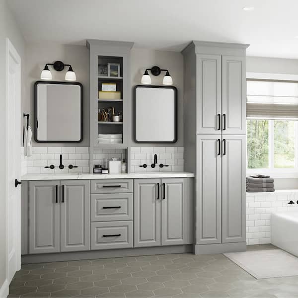 Hampton Bay Designer Series Elgin Assembled 36x34.5x23.75 in. Farmhouse Apron Front Sink Base Kitchen Cabinet in Heron Gray BSA36 ELGR The Home Depot
