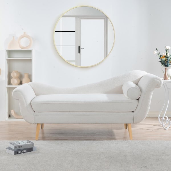 Harper & Bright Designs Calvert Contemporary 71 in. W White Flared Arm Fabric Rectangle Chaise Lounge