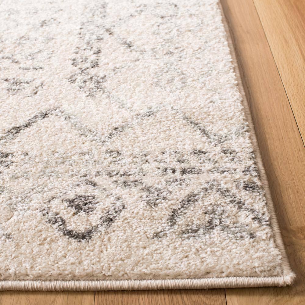 Ivory Grey Hand-Knotted Synthetic Rectangular Rug - Easy Care 5'3" x 7'6"