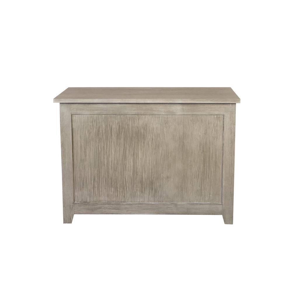Brushed Gray Bamboo Storage Chest Bench with Safety Hinge