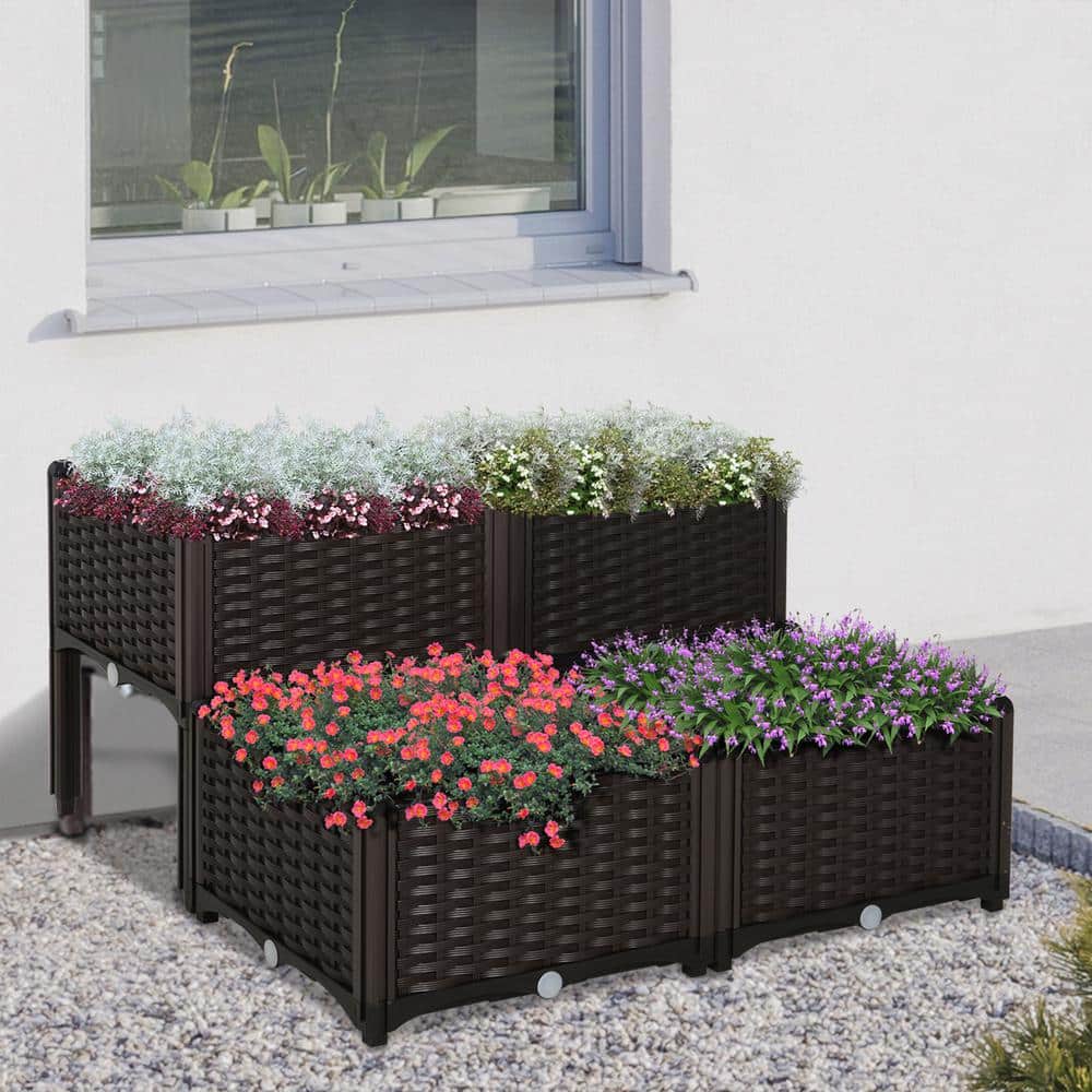 Brown Polypropylene Modular Self-Watering Raised Garden Bed