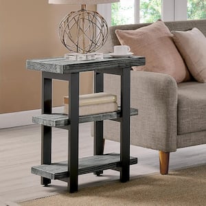 Pomona Slate Gray Metal and Reclaimed Wood 2-Shelf End Table