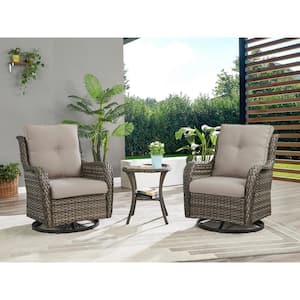 Gymojoy Carolina Gray 3 Pieces Wicker Patio Conversation Deep Seating ...