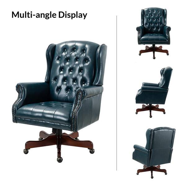 JAYDEN CREATION Micaela Turquoise Swivel Executive Chair with