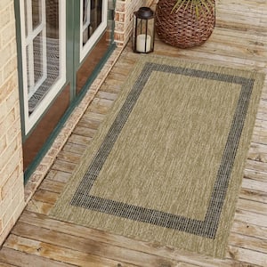 Azelia Jute and Black 2 ft. x 3 ft. Indoor/Outdoor Area Rug