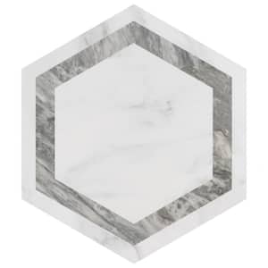BioTech Hex Venato Deco Grey 11-1/4 in. x 13 in. Porcelain Floor and Wall Take Home Tile Sample