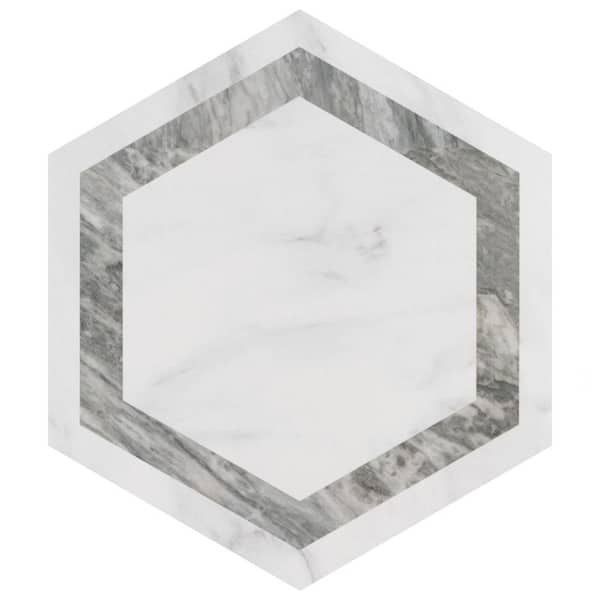Merola Tile BioTech Hex Venato Deco Grey 11-1/4 in. x 13 in. Porcelain Floor and Wall Take Home Tile Sample
