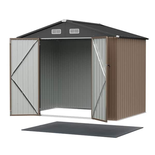 Sizzim 10 ft. x 8 ft. Metal Storage Shed with Floor, Roof 75.5 sq