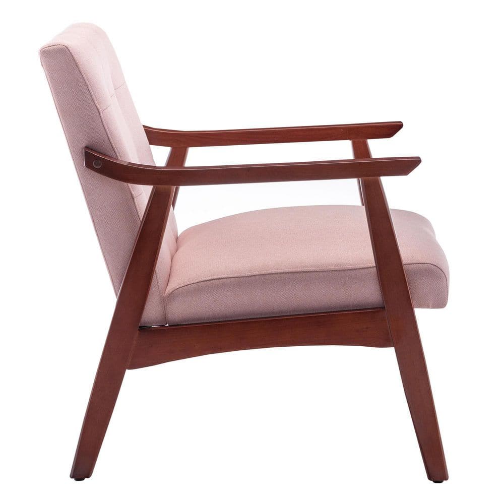 Pearl Pink Fabric Espresso Wood Accent Chair 28x32x29 in