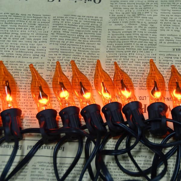 OGETFUUR 27.8 ft. Orange Fall Decor Flickering Flame Halloween