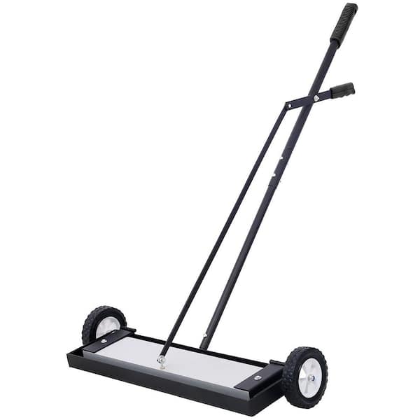 24 in. Rolling Magnetic Pick-Up Sweeper with Release, for Nails Needles Screws Collection, 100 Pound Capacity