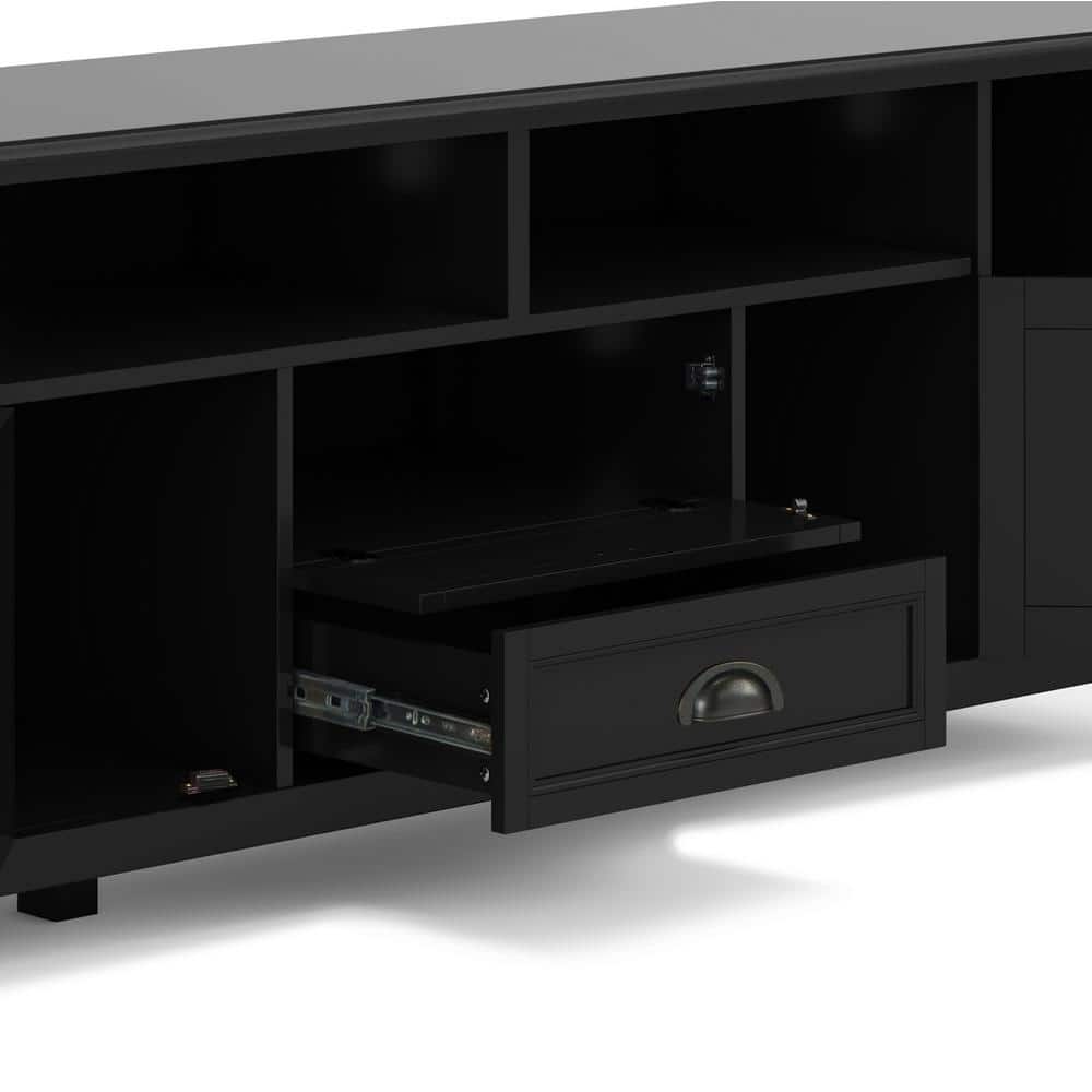 Burlington Black Solid Wood 72" TV Media Stand with Cabinets