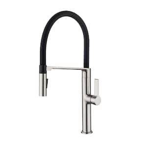 Single Handle Brushed Nickel Pull Down Sprayer Kitchen Faucet with Magnetic Docking Spray Head Hot and Cold Dual Contral