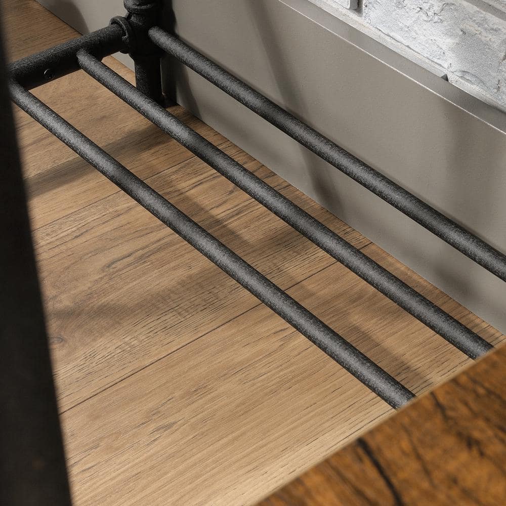 Iron City Black Metal and Oak Wood Desk with Shelves