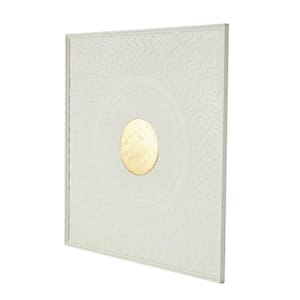 Metal White Geometric Wall Decor with Gold Foil Center and Wavy Patterns