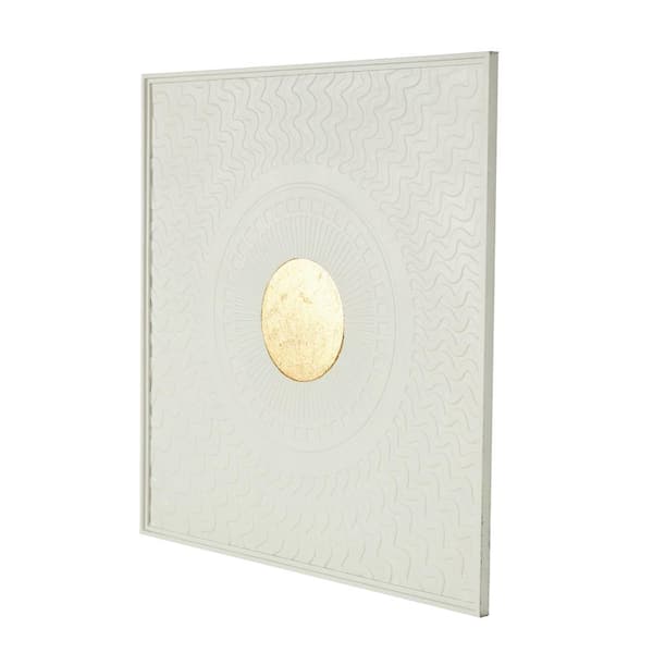Litton Lane Metal White Geometric Wall Decor with Gold Foil Center and Wavy Patterns