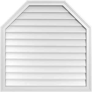 36 in. x 36 in. Octagonal Top Surface Mount PVC Gable Vent: Decorative with Brickmould Frame