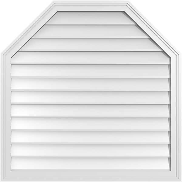 Ekena Millwork 36 in. x 36 in. Octagonal Top Surface Mount PVC Gable Vent: Decorative with Brickmould Frame