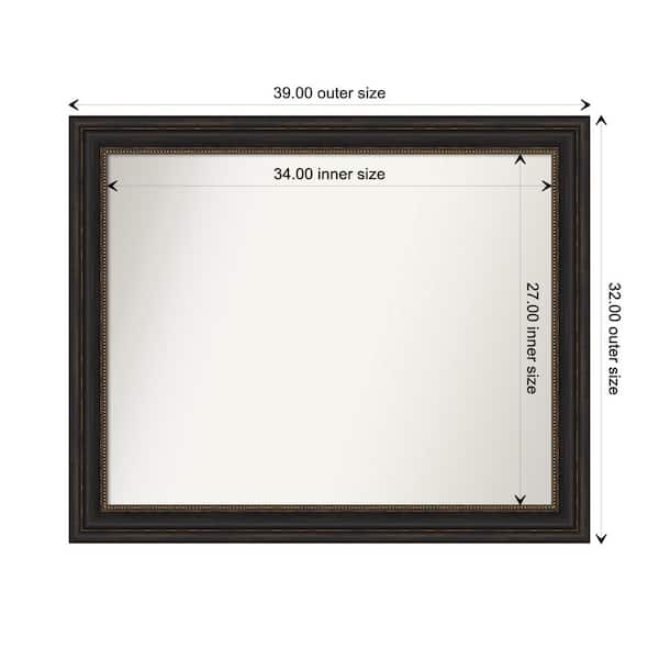 Amanti Art Accent Bronze 39 in. x 32 in. Custom Non-Beveled Polystyrene Antique Framed Bathroom Vanity Wall Mirror