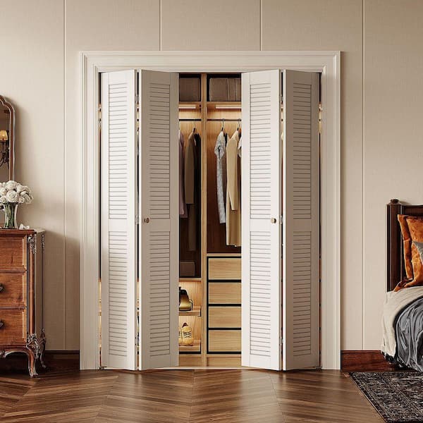 SOCBAZZAR 60 in. x 78.75 in. Full Panel Louvered Solid Core White