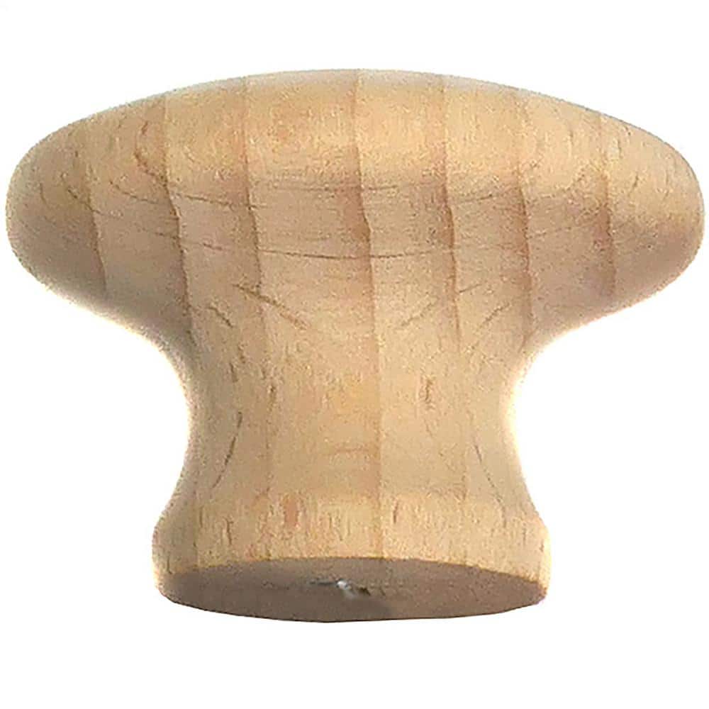 Natural Birch Wood Round Cabinet Knob with Mounting Hardware