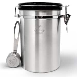 1-Piece Airtight Coffee Canister with Scoop - Stainless Steel