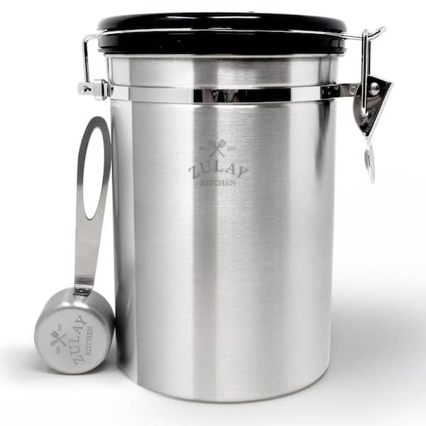 1-Piece Airtight Coffee Canister with Scoop - Stainless Steel