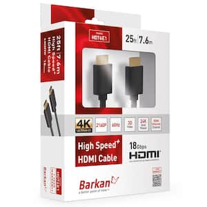 Barkan 25ft High Speed HDMI Cable, 4K Ultra HD, 60Hz, Black