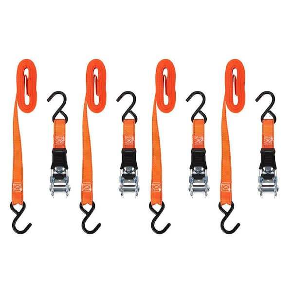 Keeper 1 in. x 14 ft. 400 lbs. High Tension Ratchet Tie Down strap (4 Pack)
